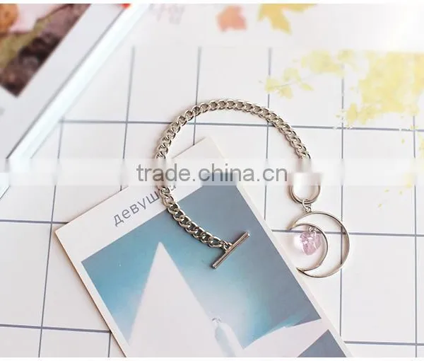 Hollow Moon Heart Crystal Charms Bracelet Simple Chain Bracelet photo-2