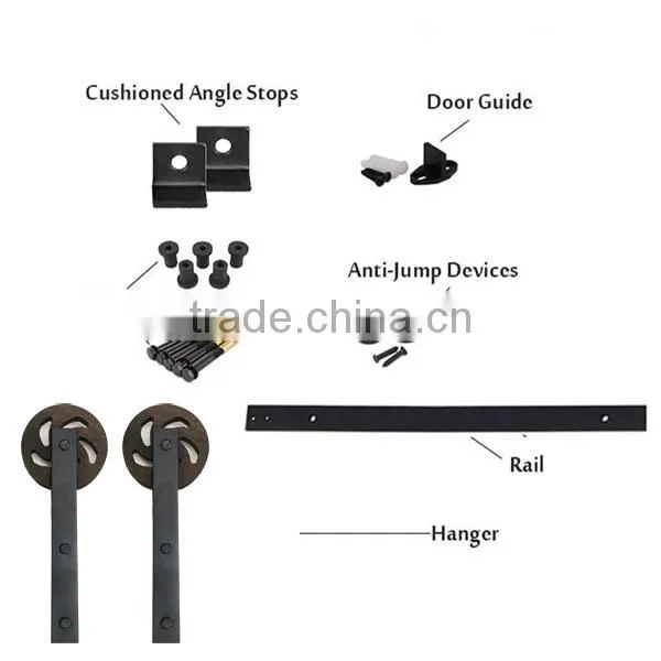 Antique Style Soft Close Sliding Barn Door Hardware Spoke Wheel Two Side Soft Close Track photo-2