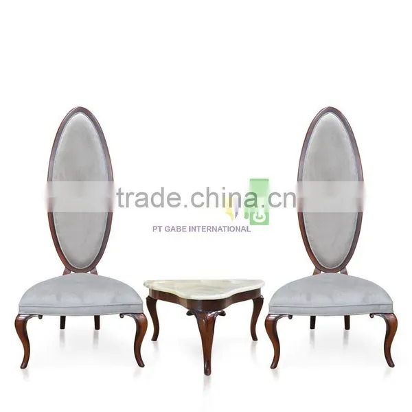 High Back Chair Sofa With Oval Back Rest Covered With Suede Fabric photo-2