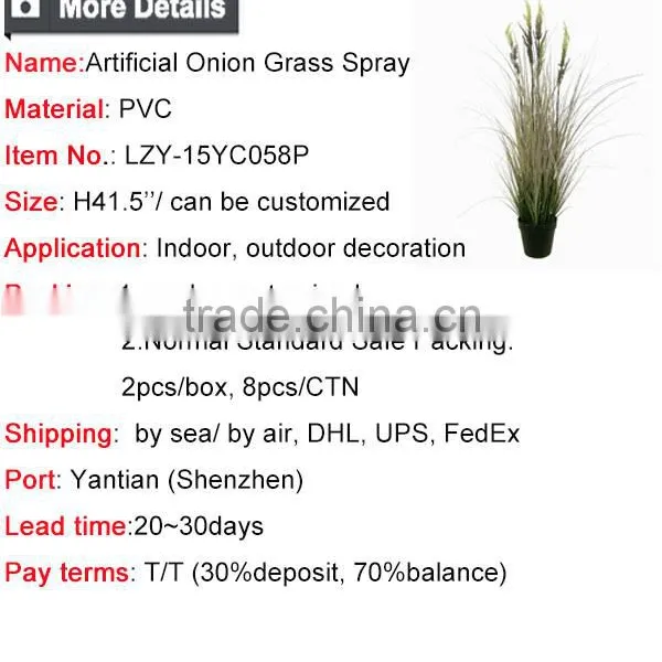 41.5 Inch Height Artificial Grass Green Potted Onion Grass With Wheat Spray Weed Pots Plant photo-5