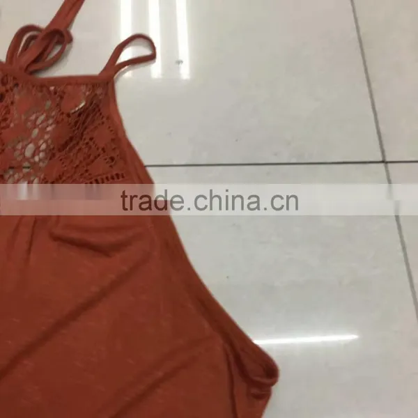 Women Lace Orange Tank Top Stock Clothing photo-3