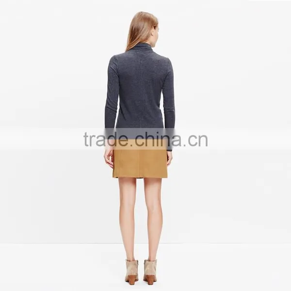 Slim Turtleneck Top Cotton Wool Spandex Tshirts for Ladies photo-3