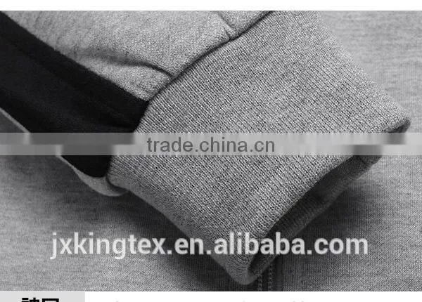 2018 Spring/Autumn Mens Fashion Hoodie Sleeve Contrast Two Pocket Cotton Gym Plain Long Sleeve Full Face Zip Hoodie Set photo-5