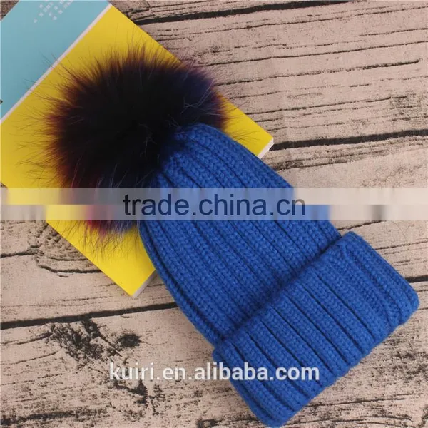 Wholesale Beanie Hats With Raccoon Fur Ball for Women Winter photo-6