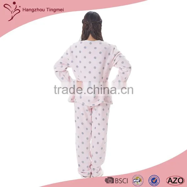Eco-friendly Soft Anti-bacterial Pink Pajamas/100% Polyester Bathrobe photo-4