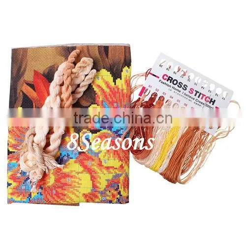 Custom Available Multicolor Flower Pattern Square Throw Pillow Cotton Cross Stitch photo-3