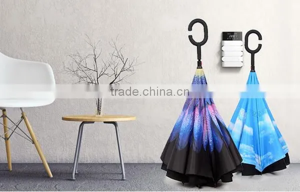 New Product 23 Inch 8 Ribs Double Layer C Handle Umbrella Reverse photo-4