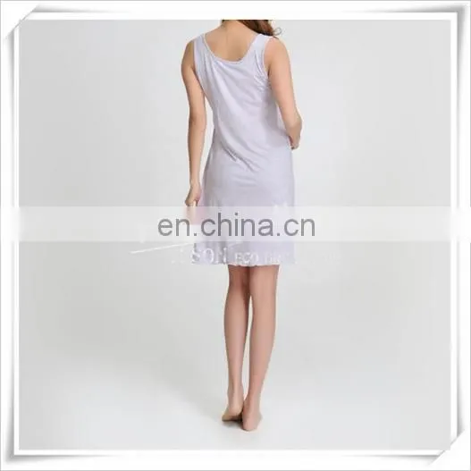 Ladies 95%Bamboo 5%Spandex Sleeveless Melange Color Nightwear Padded Pajamas photo-2