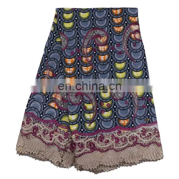 High-quality Wholesale Price 100% Cotton Wax for 6 Yards With Stones Lace Wax Print Fabric African L170727006 photo-3
