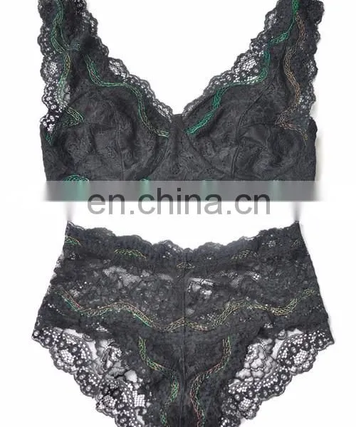 Multi Color Transparent Full Lace Bra Panty Set photo-2