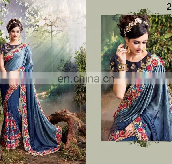 Embroidery Machine Work Designer Saree photo-2