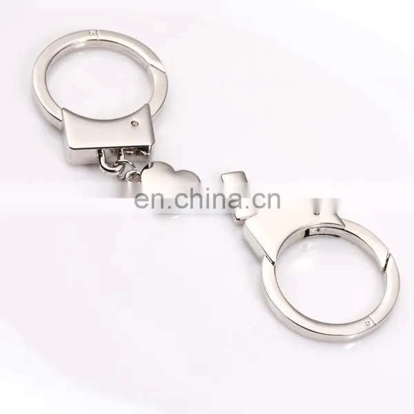 Mini Handcuff Shaped Promotional Zinc Alloy Silver Metal Handcuffs Key Chain photo-3