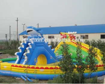 Commercial Multiplay Activity Centre,Dragon And Shark Theme Land Inflatable Water Park For Sale photo-2