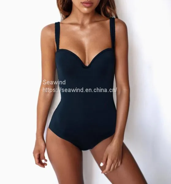 Swimwear OEM Design Factory Quality Women Bikinis Black White Color One-piece Girls Summer Swimwear photo-2