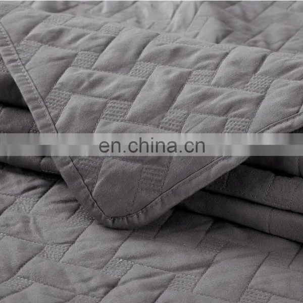 Wholesale Summer King Size Grey 100% Polyester Fabric Comforter Quilt Set For Bed photo-4
