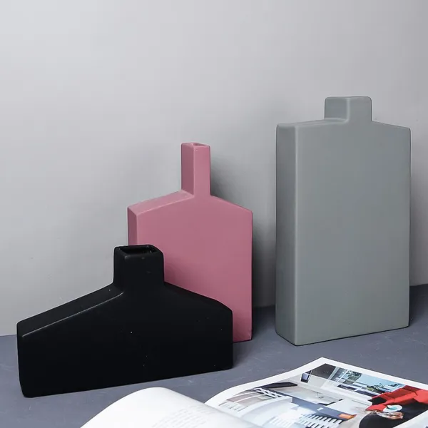 Luxurious Nordic Style Winebottle Small Ceramic Vase, Sample Room Hotel Decoration photo-5