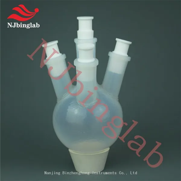 NJbinglab PFA 4 neck flask, corrosion resistant, translucent