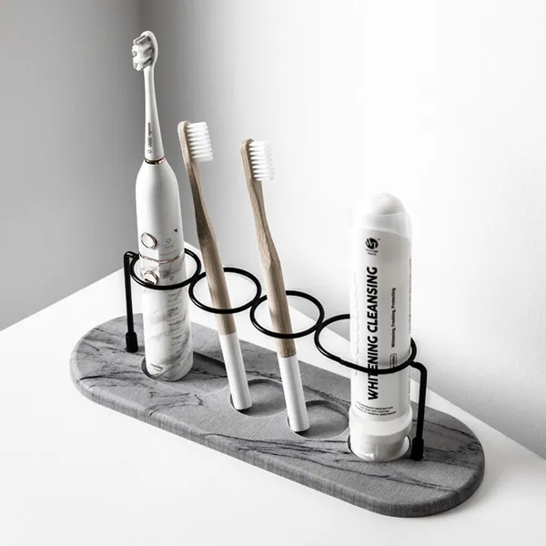 Customized Absorbent Stone Mat Diatomite Bathroom Toothbrush Holder With Rack photo-3