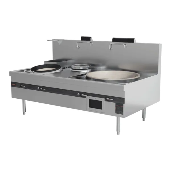 Wok individual de gas de calidad para restaurantes con calentador - Tamaño del calentador φ570/φ410 - Dimensiones 2200*1250*810mm