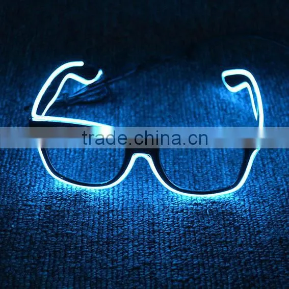 Light Up EL Flashing Glasses((Black Frames With Clear Lenses)