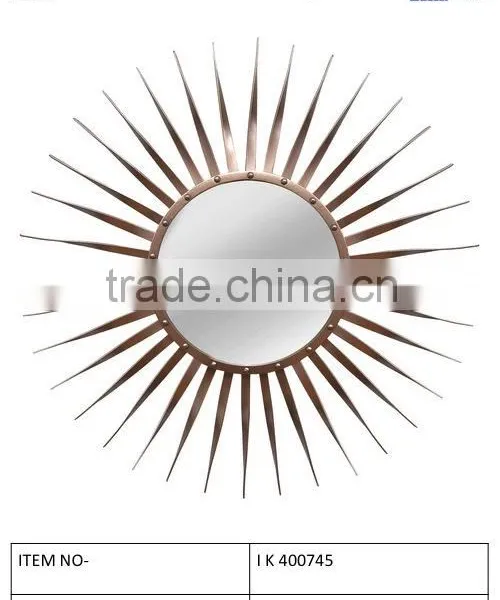 Copper Round Wall Mirror Frame Manufacture / Decorative Wall Mirror Frame From India