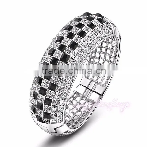 Costume Jewelry Cuff Bracelet Gold Plated Buckle Wholesale Crystal Bangles photo-2