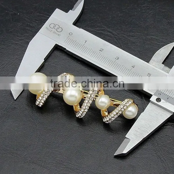Fashion Jewelry 2016 Factory Direct Wholesale Rhinestone Pearl Spiral Style Brooch photo-3