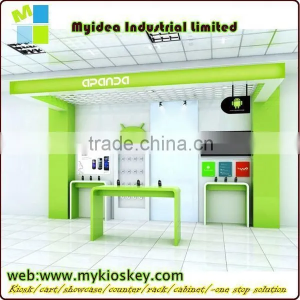 MDF shopping mall mobile phone kiosk design with 3d renderings display phone