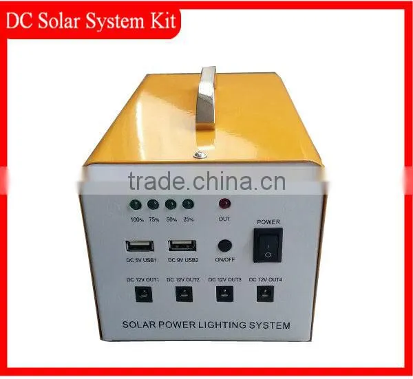15W Solar Lighting DC System Kit , 2 Led Light ,solar Panel , Battery