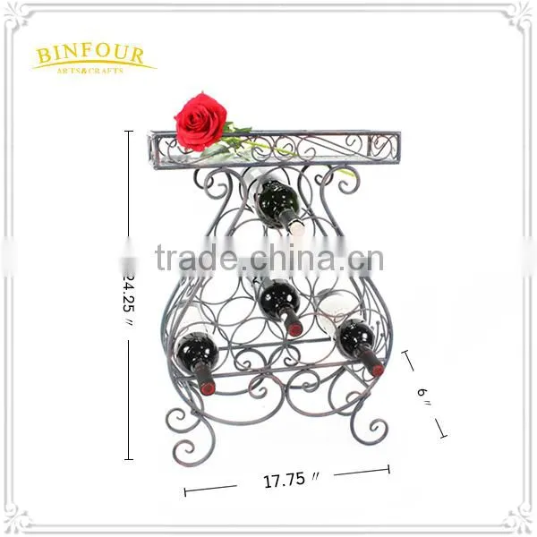 Wrought Iron Tall Wall Mounted Wine Rack Metal Wine Shelving photo-2