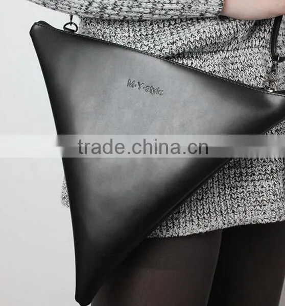 Fold Over Hand Bag Clutch Bag,Triangle Leather Clutch Bag,Women Clutch Bag Clutch Bag,Zipper Bags,Distressed Hand Bag photo-2