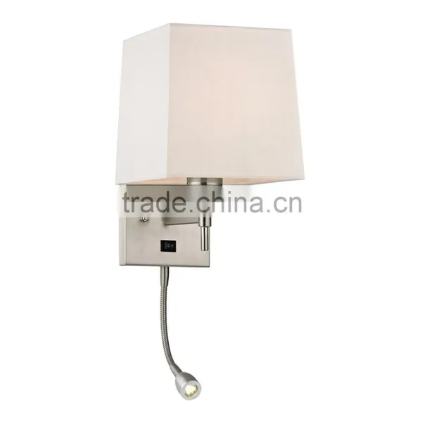 Cloth Shade Wall Lamp With LED Reading for Bedroom Room and Hotel