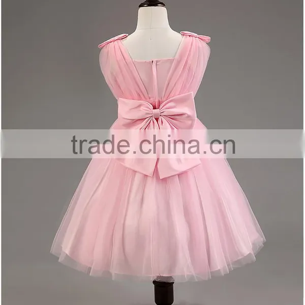Wholesale High Quality Girls Lace Applique Princess Frocks Pink Chiffon Maxi Dresses TR-WS36 photo-5