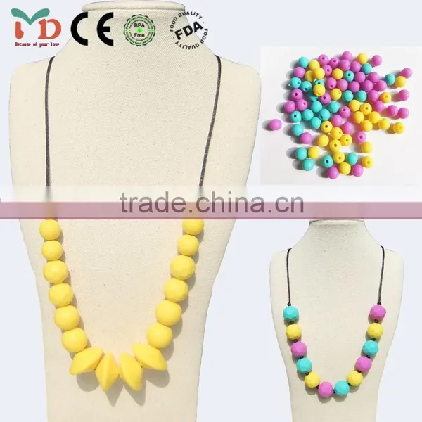 Cheap Custom Silicon Rubber Necklace Colorful Beads Necklace