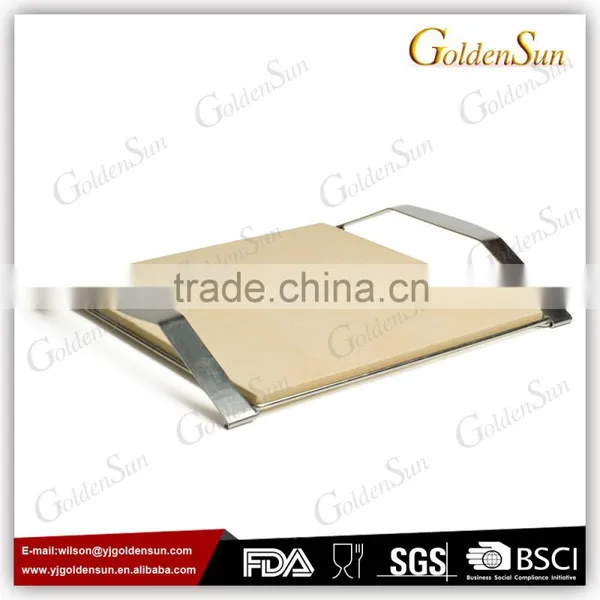 15" x 15" Square Ceramic Baking Pizza Stone With Stainless Steel Frame