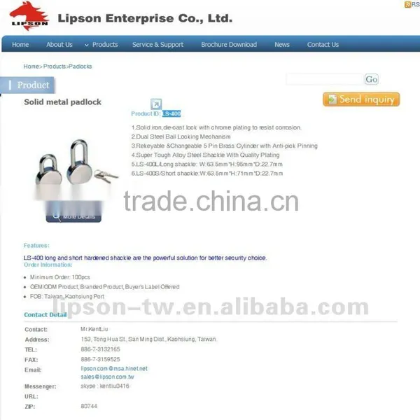 LS-400 Hardened Steel Shackle Cut Resistance Solid Metal Padlock photo-6