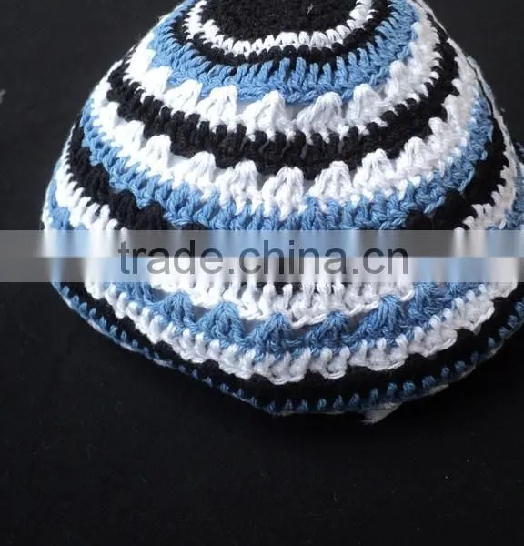 Jewish Mens Hats Knit Kippah / Kippah, Skull Cap, Kipot, Kippot, / Cotton Handmade Embroidery Hat Kippah photo-4