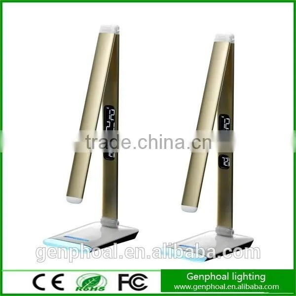 Sliver or Golden Ultra-thin Base All Metal Struchure LED Table Lamp With VA LCD Calendar Display photo-6