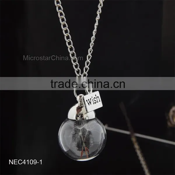 Wish Hot Sale Glass Ball Pendant Necklace Dandelion Necklace photo-2
