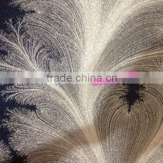 Print Curtain Metallic Foil Black Silver Wallpaper Foshan Guangdong,China