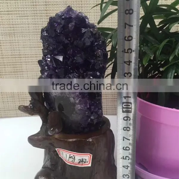 Essential Natural Shape Amethyst Geode Uruguay Crystal Cluster Ornaments photo-3