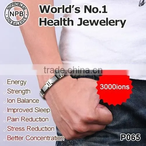 Noproblem P065 FDA Tourmaline Germanium Bio Magnetic Titanium Stainless Steel Sports Energy Fashion Health Bracelet photo-3