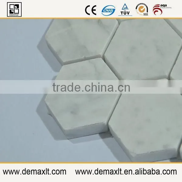2" Hexgon Italian Calacatta Gold Marble Mosaic for Prefab Homes photo-2