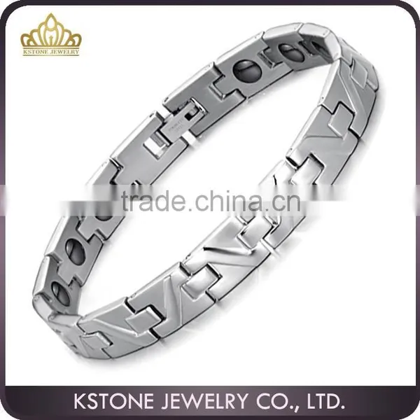 KSTONE 2015 Fashion Crystal Magnetic 316L Stainless Steel Energy Bracelet for Men