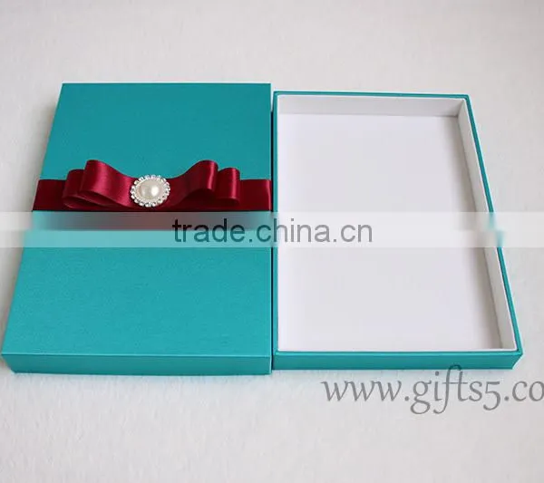 Decorative Blue Wedding Invitation Card Box photo-3