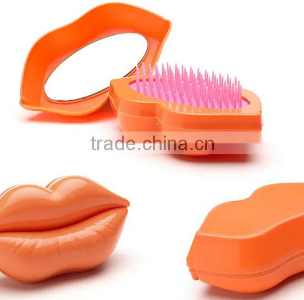 New Style Professional Lip Shape Customized Head Massage Styling Care Easy Carry Hair Comb With Mirrow photo-5