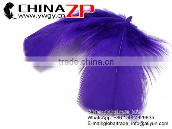 CHINAZP Wholesale Pretty Plumage Bulk Dyed Purple Turkey Fluff Flat T-Base Body Feathers for Parties photo-3