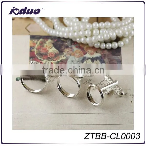 DIY Jewelry Of Silver Plated Round Copper Cufflink Blanks