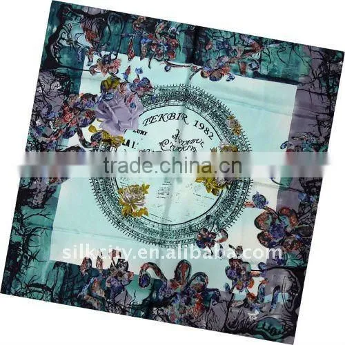 Laday's Lastest Winter Print Square Silk Scarf