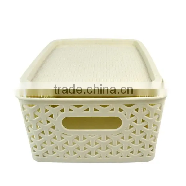 Plastic Storage Basket With Lid photo-2